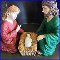 Vintage Christmas Tree Stand Nativity Jesus Mary Joesph Manger Beautiful HEAVY