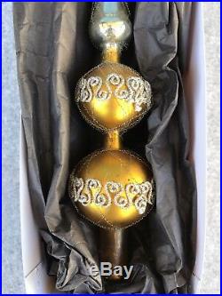 Vintage Christmas Tree Topper Wire-wrapped Glass Gold Antique Xmas Top