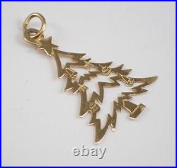 Vintage Christmas Tree Unisex Charm Pendant 14K Yellow Gold Plated 18 Chain