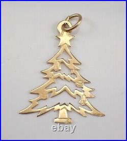 Vintage Christmas Tree Unisex Charm Pendant 14K Yellow Gold Plated 18 Chain