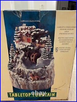 Vintage Christmas Tree Village Table Top Fountain Holiday Decor Brand New In Box