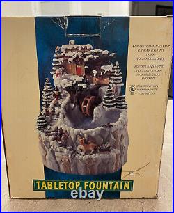 Vintage Christmas Tree Village Table Top Fountain Holiday Decor Brand New In Box