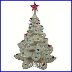 Vintage Christmas Tree White Iridescent Ceramic Light Handmade 16 Needs Light