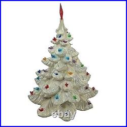 Vintage Christmas Tree White Iridescent Ceramic Light Handmade 16 Needs Light