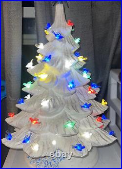 Vintage Christmas Tree With Bird Lights