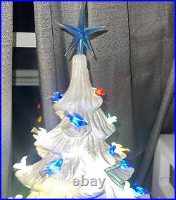 Vintage Christmas Tree With Bird Lights