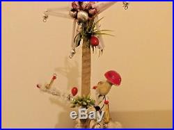 Vintage Christmas Tree with Decorations Star and Mushrooms