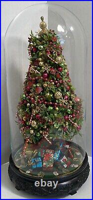 Vintage Christmas Tree with Glass Dome Holidays Decorations 1973 Natural Science