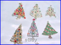 Vintage Christmas Trees 38 PIN LOT Rhinestone Eisenberg Ice Avon Brooks #1804