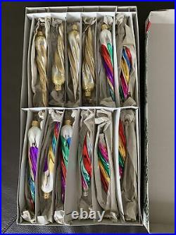 Vintage Christmas West Germany Glass Striped Icicle Tree Ornaments Lot 12