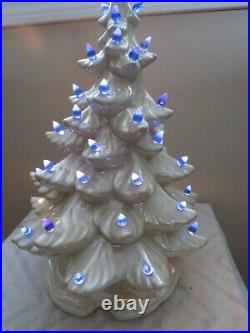 Vintage Christmas White Ceramics Class Lighted Tree