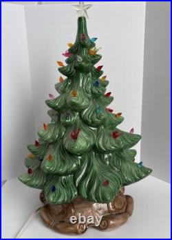 Vintage Christmas ceramic Lighted Christmas Tree With Bulbs And Birds, 17 In