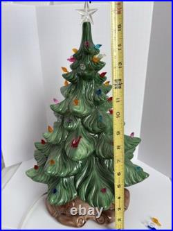 Vintage Christmas ceramic Lighted Christmas Tree With Bulbs And Birds, 17 In