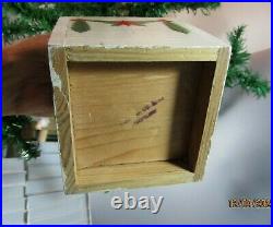 Vintage Christmas goose feather tree Germany wood stand 34 Santa Chenille Elf