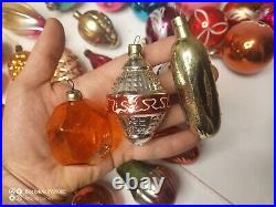 Vintage Christmas tree ornaments made of USSR glass 120 pieces! Big mix