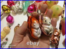 Vintage Christmas tree ornaments made of USSR glass 60 pieces! Big mix +bonus