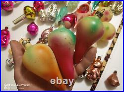 Vintage Christmas tree ornaments made of USSR glass 60 pieces! Big mix +bonus