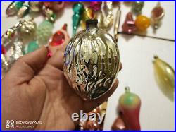 Vintage Christmas tree ornaments made of USSR glass 60 pieces! Big mix +bonus