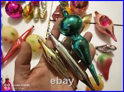 Vintage Christmas tree ornaments made of USSR glass 60 pieces! Big mix +bonus