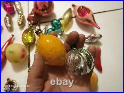 Vintage Christmas tree ornaments made of USSR glass 60 pieces! Big mix +bonus