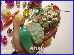 Vintage Christmas tree ornaments made of USSR glass 60 pieces! Big mix +bonus