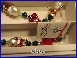 Vintage Christopher Radko Blown Glass Christmas Tree Garland Snow Heart Garlan