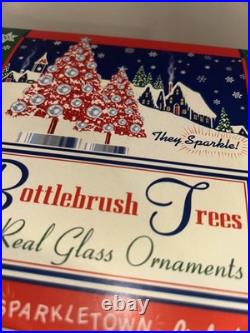 Vintage Christopher Radko Shiny Brite Bottlebrush Christmas Tree red silver 12 Vintage Christopher Radko Shiny Brite Bottlebrush Christmas Tree red silver 12