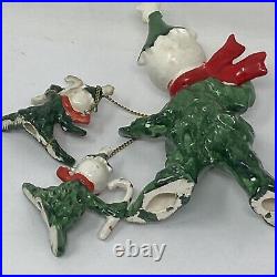 Vintage Commodore Christmas Holly Snowman Tree 3 Figurine Set Chained READ