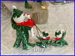 Vintage Commodore Christmas Holly Snowman Tree 3 Figurine Set Chained Very Rare