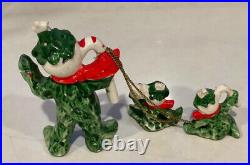 Vintage Commodore Christmas Holly Snowman Tree 3 Figurine Set Chained Very Rare