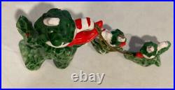 Vintage Commodore Christmas Holly Snowman Tree 3 Figurine Set Chained Very Rare