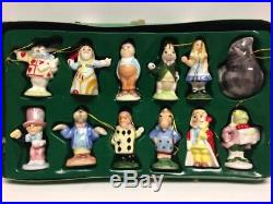 Vintage Complete Set Of 12 Alice In Wonderland Ceramic Christmas Tree Ornaments