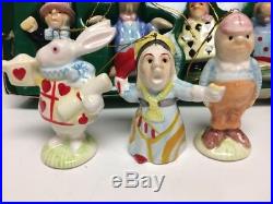Vintage Complete Set Of 12 Alice In Wonderland Ceramic Christmas Tree Ornaments