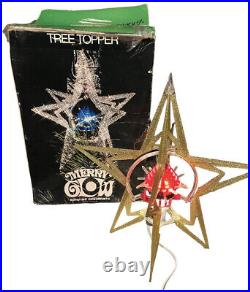 Vintage Cosmic Atomic Merry Glow Star Lighted Rotating Christmas Tree Topper