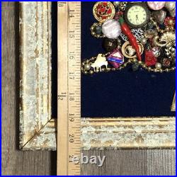 Vintage Costume Jewelry Christmas Tree Framed 17x20.5 OOAK Lighted Collage Art