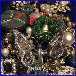 Vintage Costume Jewelry Christmas Tree Framed 17x20.5 OOAK Lighted Collage Art