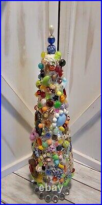 Vintage Costume Jewelry Christmas Tree Funky Art Deco Glass Base 17.5 Tall