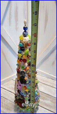 Vintage Costume Jewelry Christmas Tree Funky Art Deco Glass Base 17.5 Tall