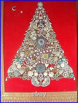 Vintage Costume Jewelry Framed Christmas Tree