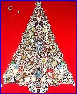 Vintage Costume Jewelry Framed Christmas Tree