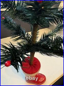 Vintage Country House Goose Feather Christmas Tree With Santa Boot Base 15 Inch