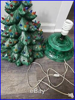 Vintage Cramer Mold 213 RARE Ceramic Christmas Tree Green with cherubs LIGHTED