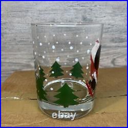 Vintage Crate and Barrel Skating Santa With Trees Old Fashioned Glasses New 12