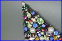 Vintage Cristobal London multi-colour swarovski crystal christmas tree brooch