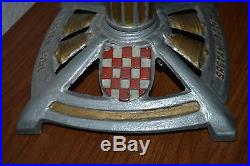 Vintage Croatian Crest Merry Christmas Tree stand cast iron metal Sretan Bozic