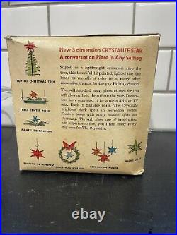 Vintage Crystalite Aluminum Lucite Atomic Star Christmas Tree Topper With Box