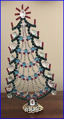 Vintage Czech Crystal & Rhinestone Standing Christmas Tree