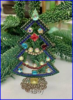 Vintage Czech Crystal & Rhinestone standing Christmas Tree