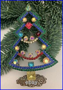 Vintage Czech Crystal & Rhinestone standing Christmas Tree
