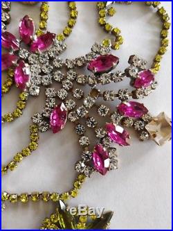 Vintage Czech rhinestone signed Husar. D Necklace Christmas trees